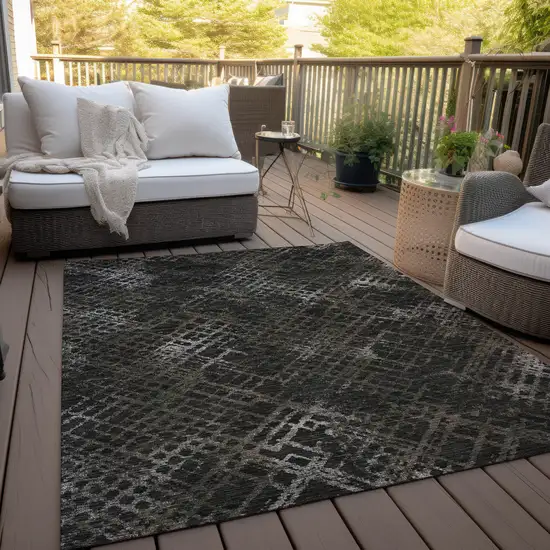 Brown And Chocolate Geometric Washable Indoor Outdoor Area Rug Photo 7