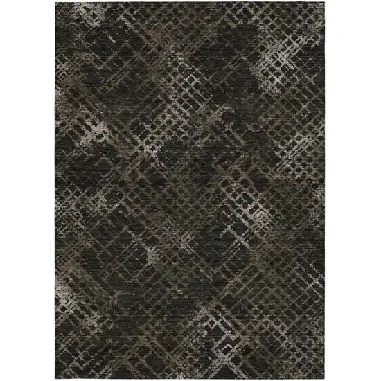 Brown And Chocolate Geometric Washable Indoor Outdoor Area Rug Photo 6