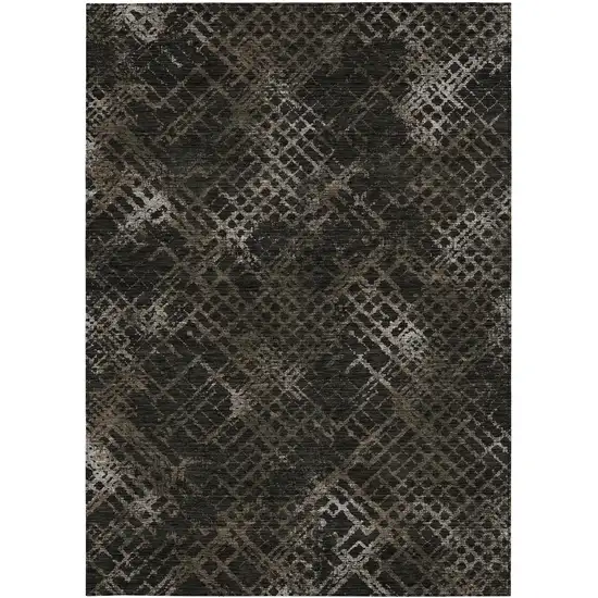Brown And Chocolate Geometric Washable Indoor Outdoor Area Rug Photo 6