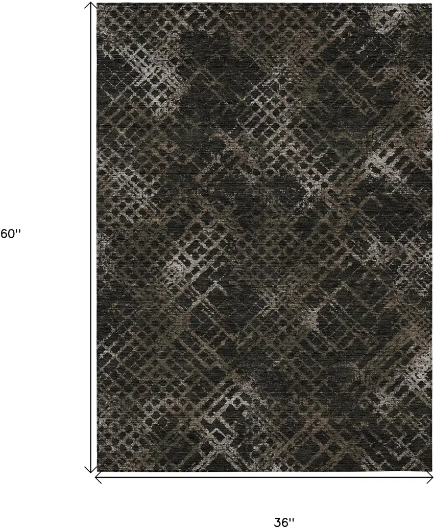 Brown And Chocolate Geometric Washable Indoor Outdoor Area Rug Photo 3