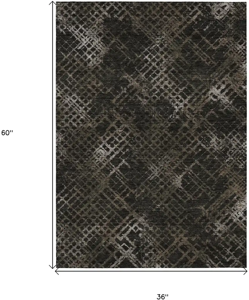 Brown And Chocolate Geometric Washable Indoor Outdoor Area Rug Photo 3