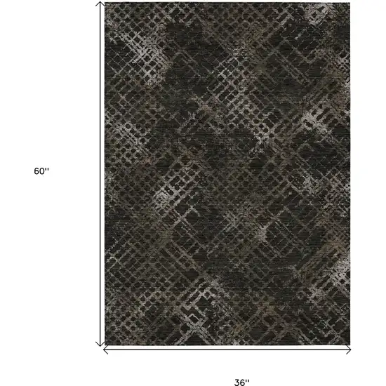 Brown And Chocolate Geometric Washable Indoor Outdoor Area Rug Photo 3