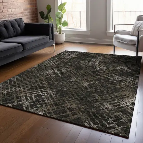Brown And Chocolate Geometric Washable Indoor Outdoor Area Rug Photo 8