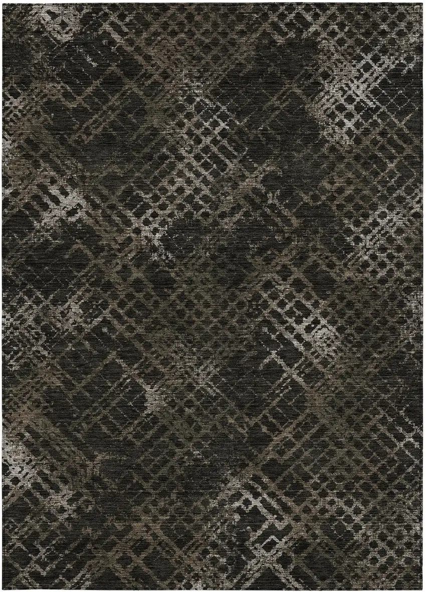 Brown And Chocolate Geometric Washable Indoor Outdoor Area Rug Photo 7