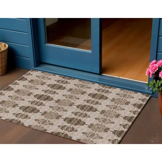 Brown And Chocolate Moroccan Washable Indoor Outdoor Area Rug Photo 1