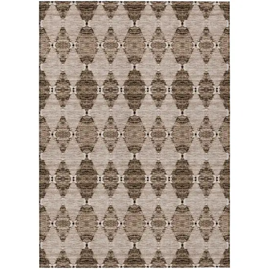 Brown And Chocolate Moroccan Washable Indoor Outdoor Area Rug Photo 2