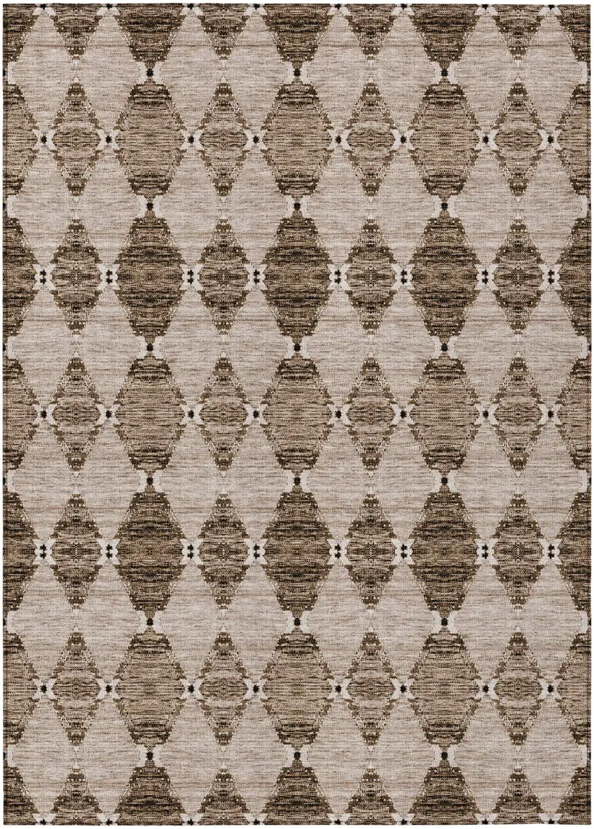 Brown And Chocolate Moroccan Washable Indoor Outdoor Area Rug Photo 2