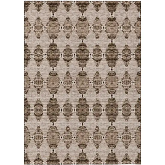 Brown And Chocolate Moroccan Washable Indoor Outdoor Area Rug Photo 2