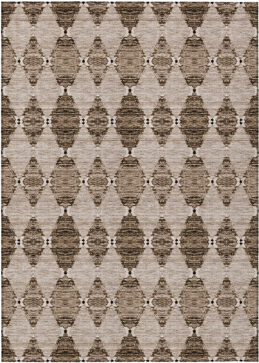 Brown And Chocolate Moroccan Washable Indoor Outdoor Area Rug Photo 2