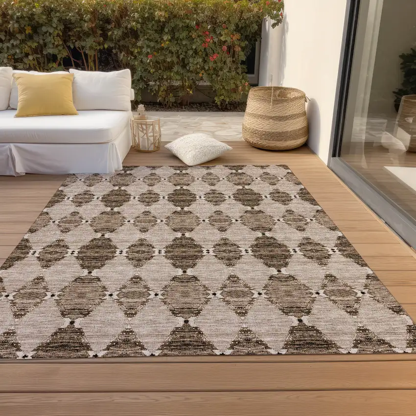 Brown And Chocolate Moroccan Washable Indoor Outdoor Area Rug Photo 6