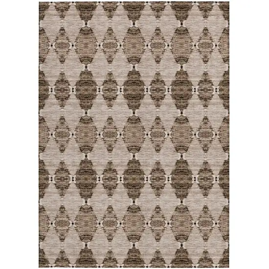 Brown And Chocolate Moroccan Washable Indoor Outdoor Area Rug Photo 5