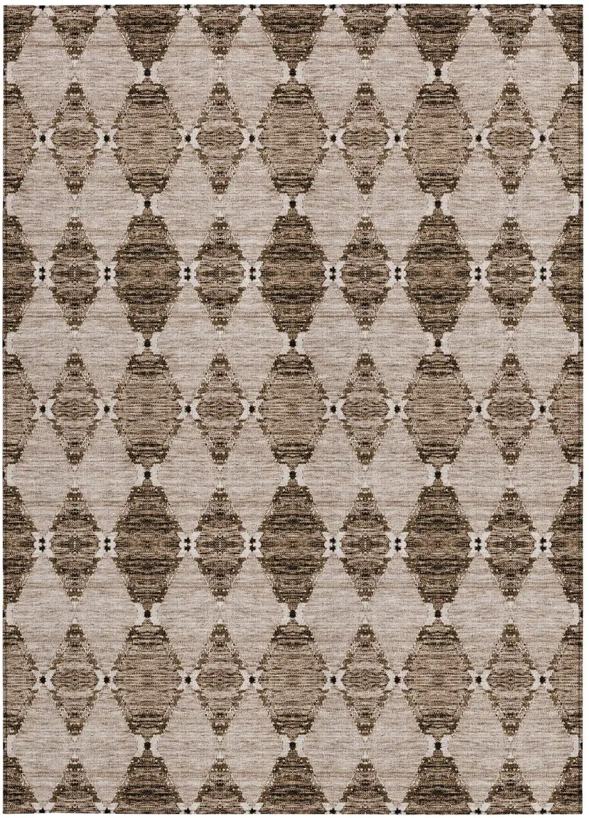 Brown And Chocolate Moroccan Washable Indoor Outdoor Area Rug Photo 5