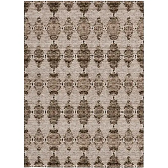 Brown And Chocolate Moroccan Washable Indoor Outdoor Area Rug Photo 5