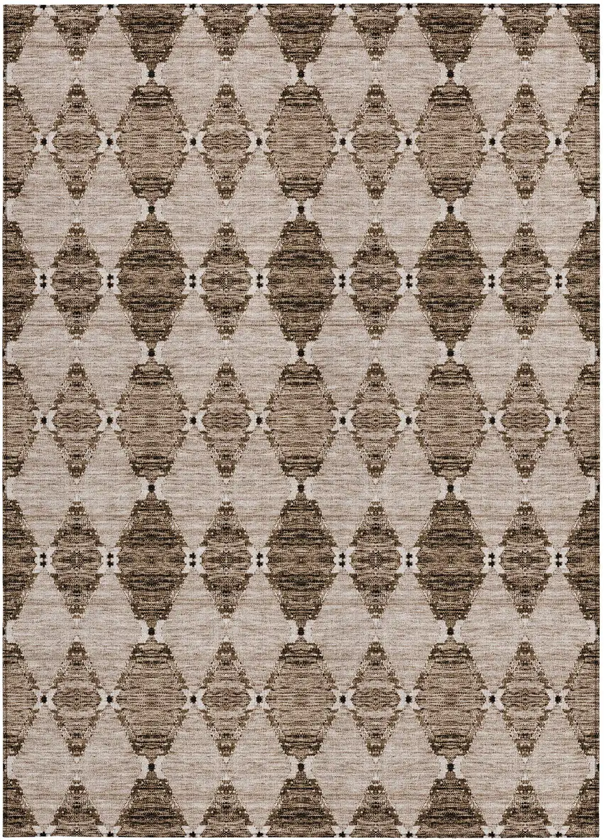Brown And Chocolate Moroccan Washable Indoor Outdoor Area Rug Photo 5