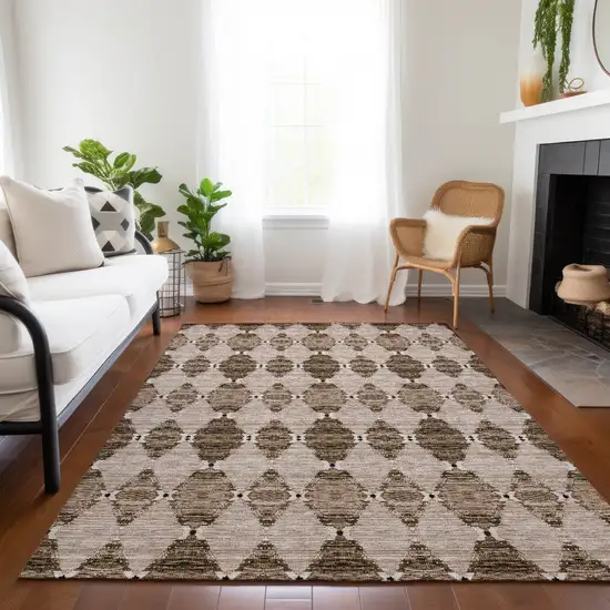 Brown And Chocolate Moroccan Washable Indoor Outdoor Area Rug Photo 8