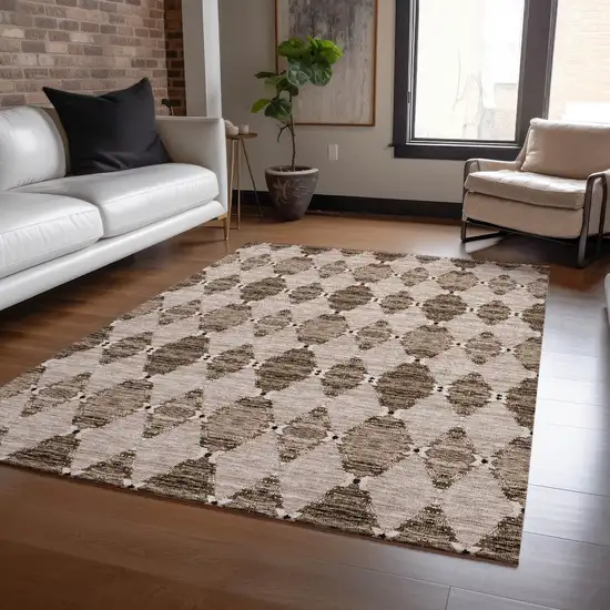 Brown And Chocolate Moroccan Washable Indoor Outdoor Area Rug Photo 7