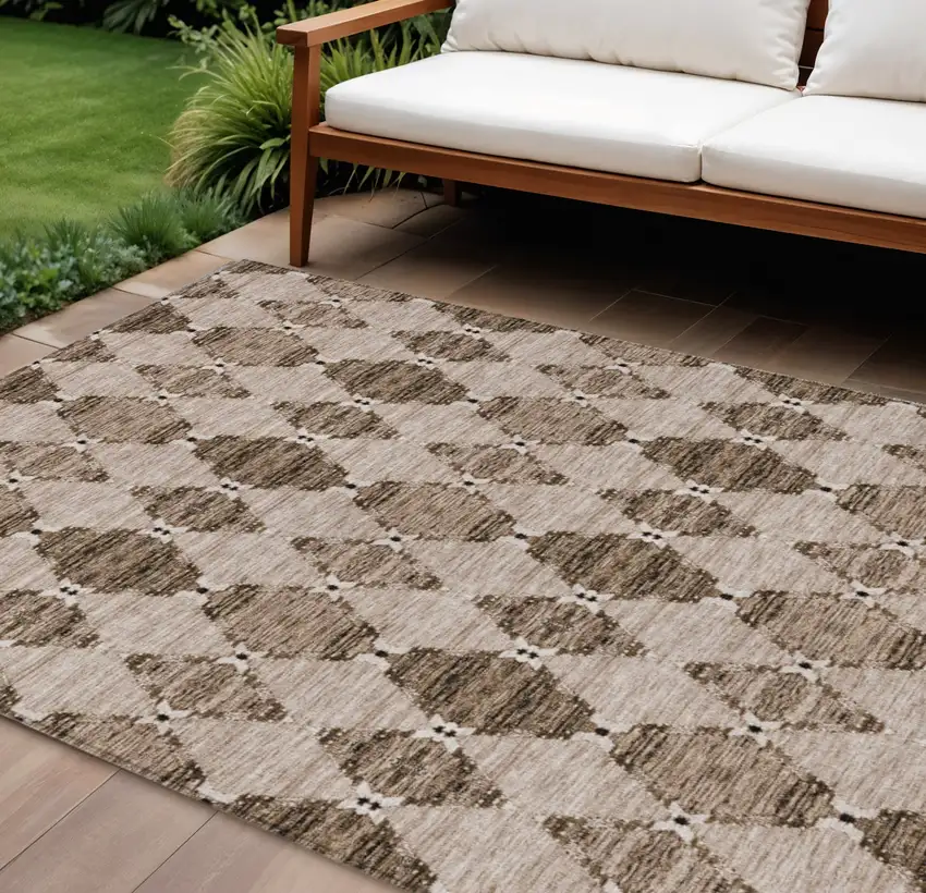 Brown And Chocolate Moroccan Washable Indoor Outdoor Area Rug Photo 1