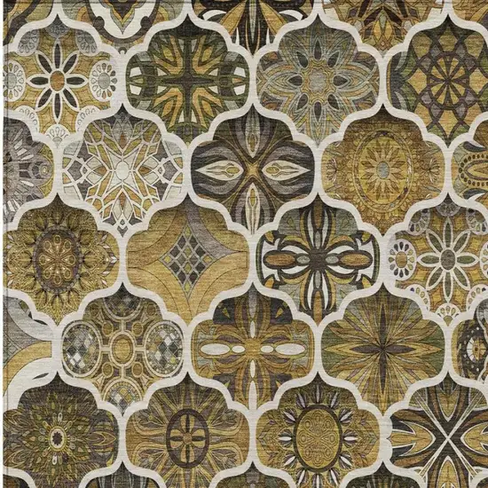 Brown And Chocolate Ogee Washable Indoor Outdoor Area Rug Photo 9