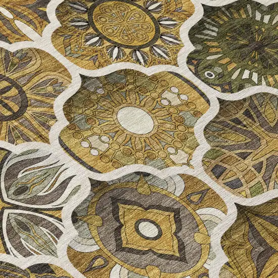 Brown And Chocolate Ogee Washable Indoor Outdoor Area Rug Photo 5