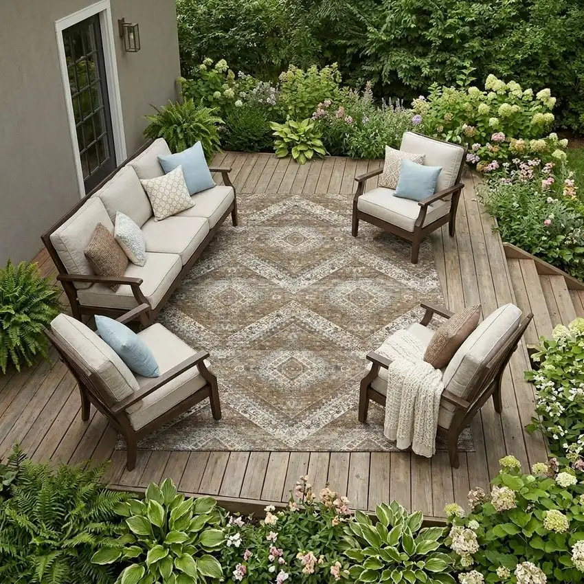 Brown And Chocolate Tribal Washable Indoor Outdoor Area Rug Photo 1