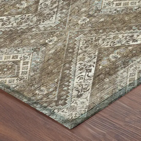 Brown And Chocolate Tribal Washable Indoor Outdoor Area Rug Photo 5