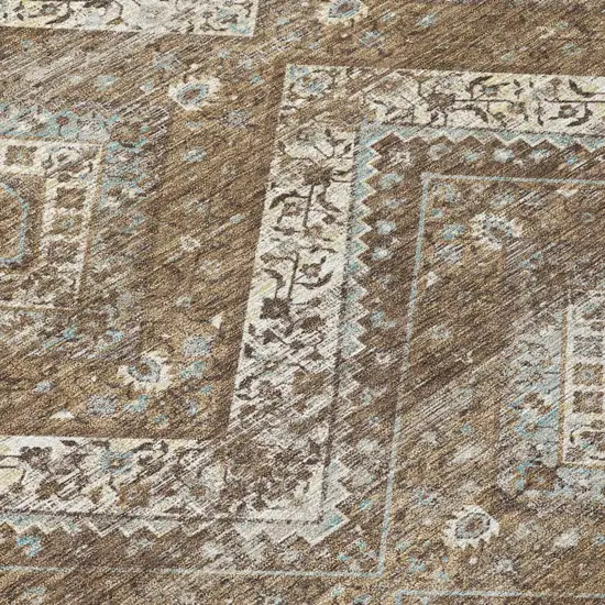 Brown And Chocolate Tribal Washable Indoor Outdoor Area Rug Photo 6