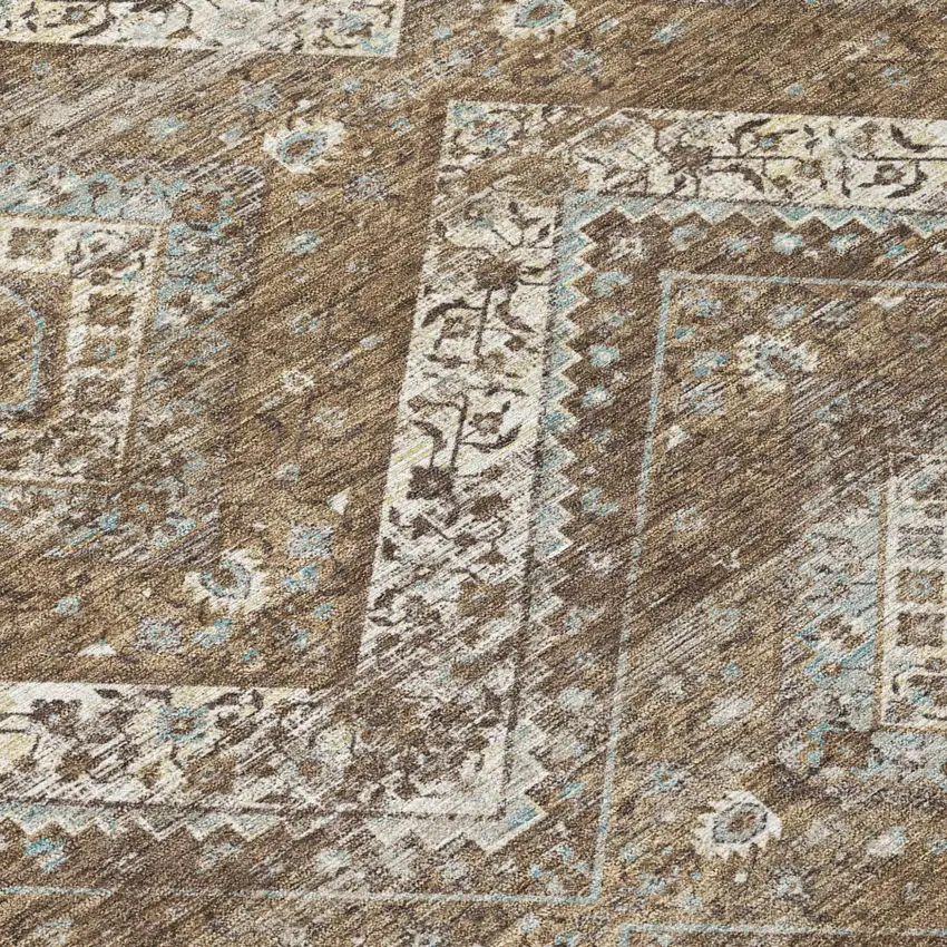 Brown And Chocolate Tribal Washable Indoor Outdoor Area Rug Photo 6