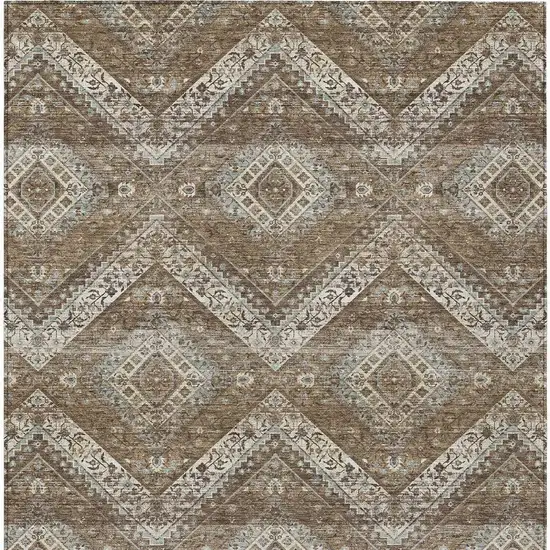 Brown And Chocolate Tribal Washable Indoor Outdoor Area Rug Photo 4