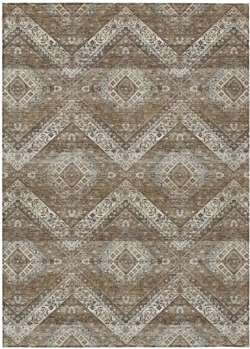 Brown And Chocolate Tribal Washable Indoor Outdoor Area Rug Photo 2