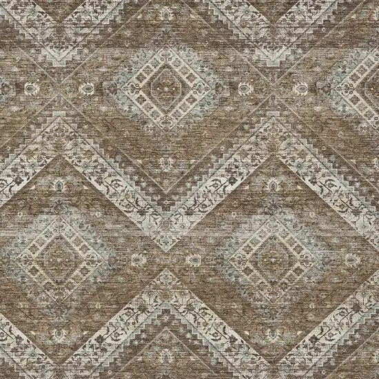 Brown And Chocolate Tribal Washable Indoor Outdoor Area Rug Photo 3
