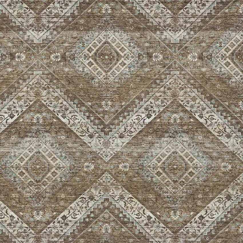 Brown And Chocolate Tribal Washable Indoor Outdoor Area Rug Photo 3