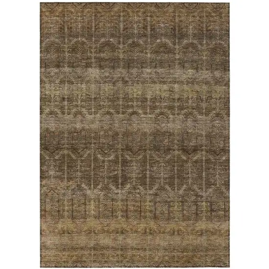 Brown And Chocolate Tribal Washable Indoor Outdoor Area Rug Photo 2