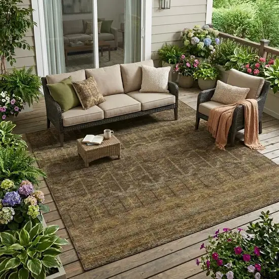 Brown And Chocolate Tribal Washable Indoor Outdoor Area Rug Photo 1