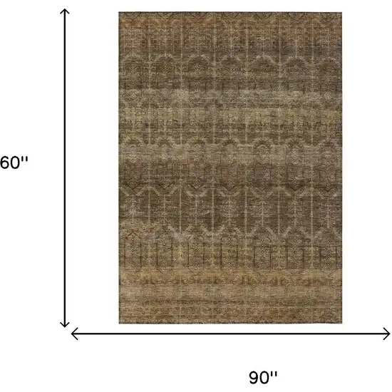 Brown And Chocolate Tribal Washable Indoor Outdoor Area Rug Photo 7