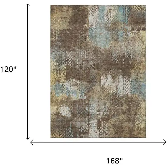 Brown And Coffee Abstract Washable Indoor Outdoor Area Rug Photo 5