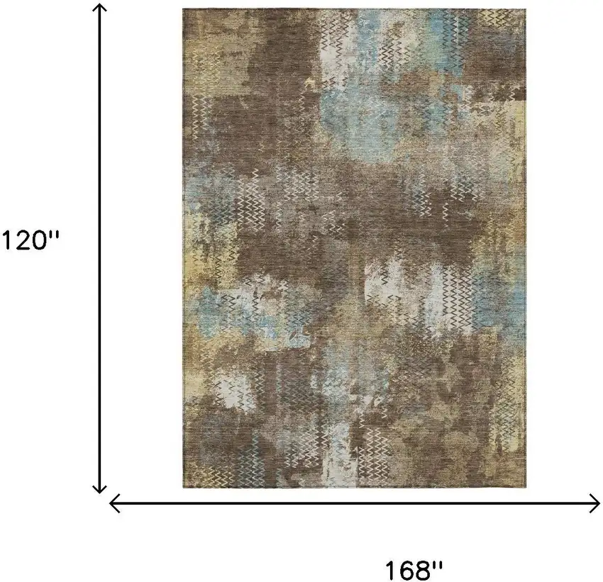 Brown And Coffee Abstract Washable Indoor Outdoor Area Rug Photo 5