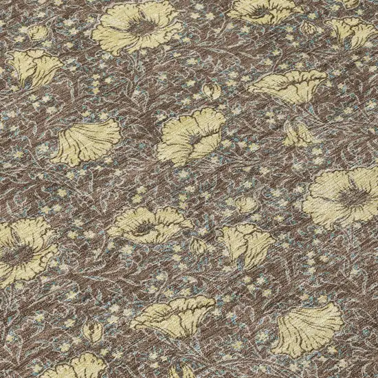 Brown And Coffee Floral Washable Indoor Outdoor Area Rug Photo 4