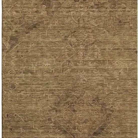 Brown And Coffee Medallion Washable Area Rug With UV Protection Photo 3