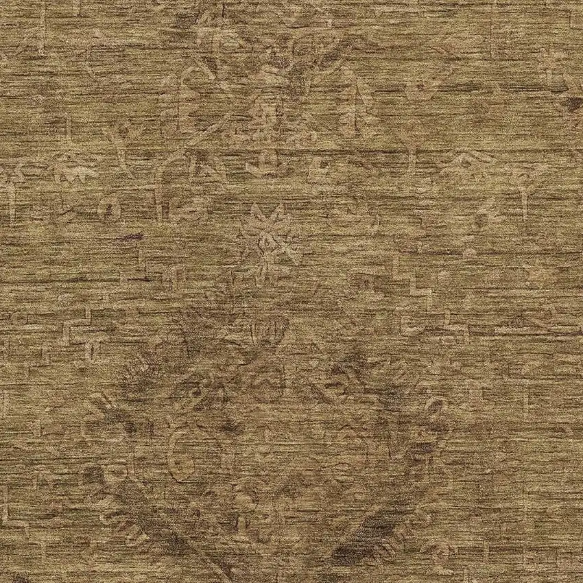 Brown And Coffee Medallion Washable Area Rug With UV Protection Photo 2