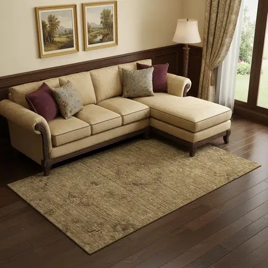 Brown And Coffee Medallion Washable Area Rug With UV Protection Photo 2