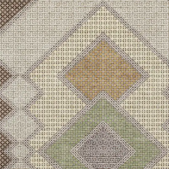 Brown And Copper Geometric Washable Area Rug With UV Protection Photo 3