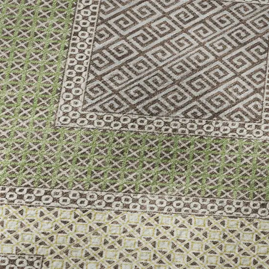 Brown And Copper Geometric Washable Area Rug With UV Protection Photo 8