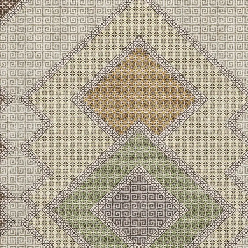 Brown And Copper Geometric Washable Area Rug With UV Protection Photo 3