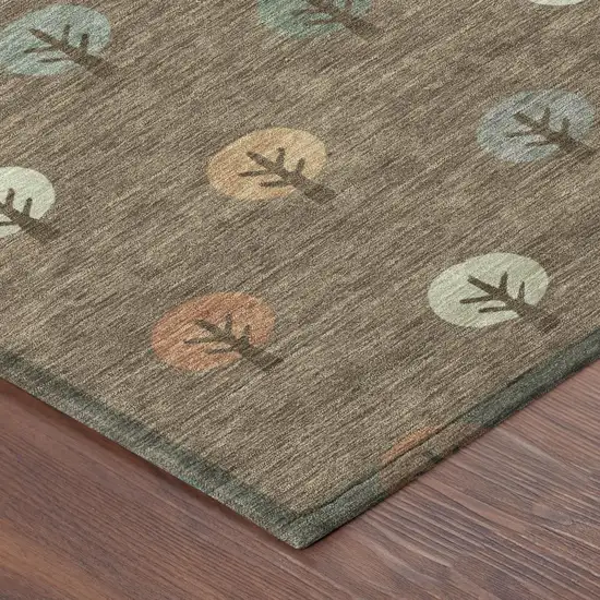 Brown And Copper Geometric Washable Indoor Outdoor Area Rug Photo 5