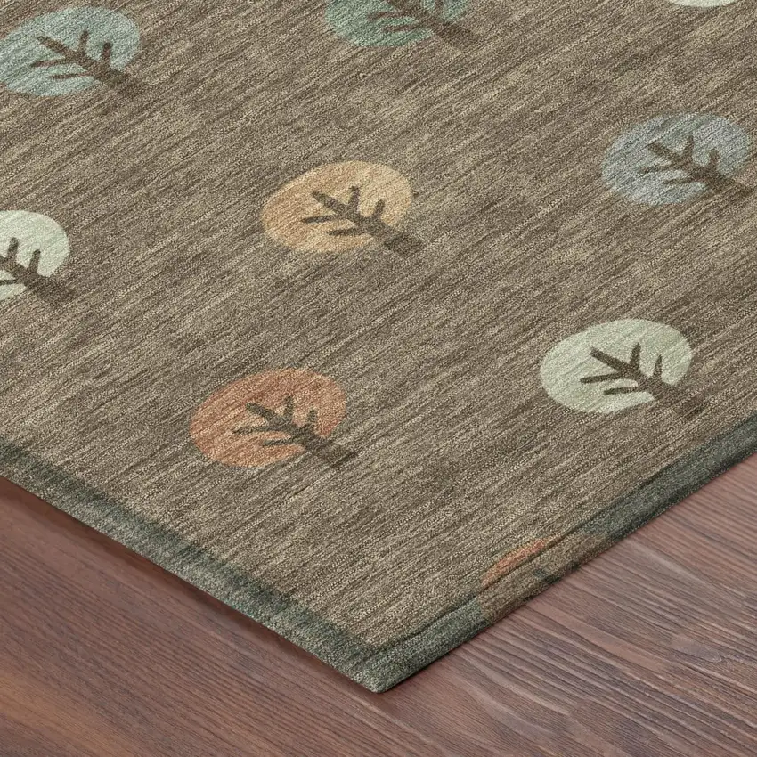 Brown And Copper Geometric Washable Indoor Outdoor Area Rug Photo 5