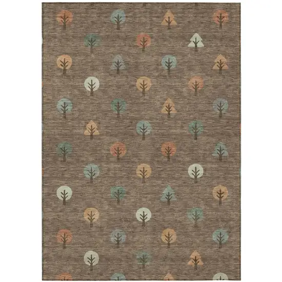 Brown And Copper Geometric Washable Indoor Outdoor Area Rug Photo 2