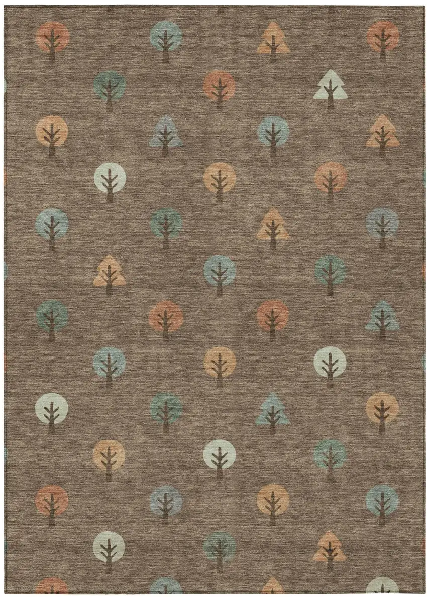 Brown And Copper Geometric Washable Indoor Outdoor Area Rug Photo 2