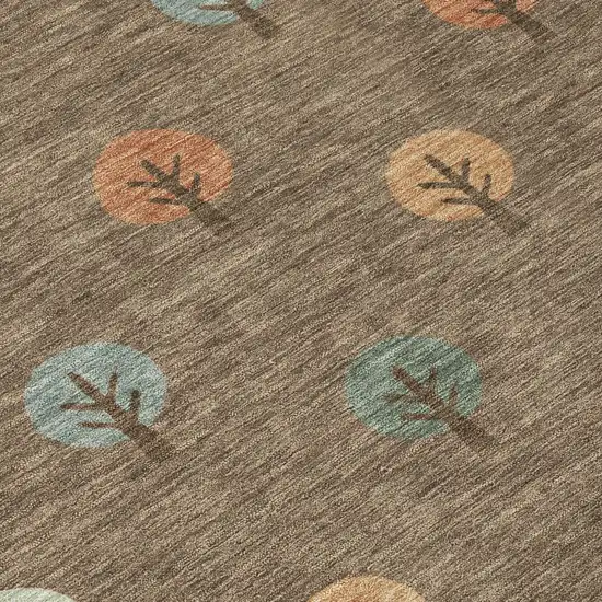 Brown And Copper Geometric Washable Indoor Outdoor Area Rug Photo 6