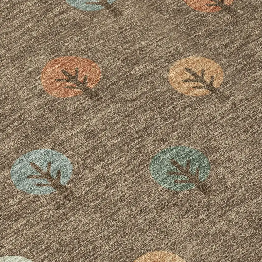 Brown And Copper Geometric Washable Indoor Outdoor Area Rug Photo 6