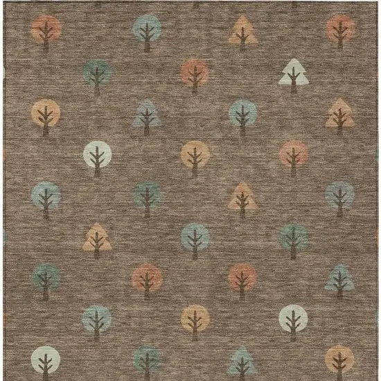 Brown And Copper Geometric Washable Indoor Outdoor Area Rug Photo 4
